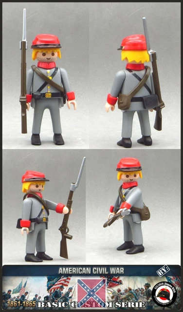 Playmobil Custom Imprimé 3D - Soldat Cavalerie Nordiste ACW Avec Harnais - Très Bon état
