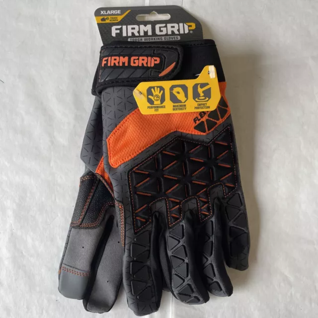 Firm Grip Tough Working Gloves Pro-Fit Flex Impact Touch Screen Sz X Large - New