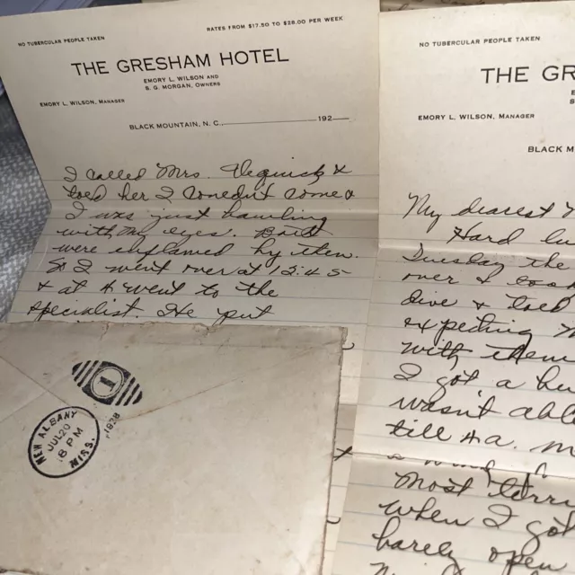 Antique 1928 Letter Home with The Gresham Hotel Letterhead Black Mountain NC 2