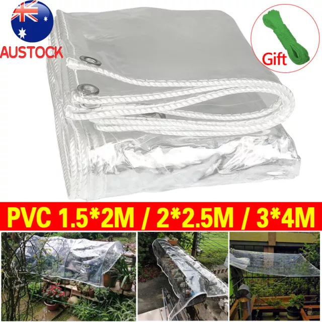 Waterproof Clear Tarpaulin Tarp with Grommets Heavy Duty PVC Patio Plant Covers