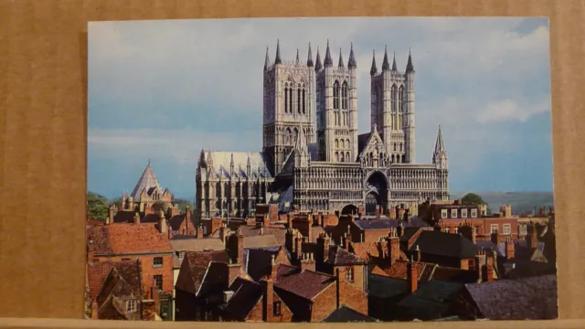 Postcard unposted Lincolnshire Lincoln cathedral from the castle wall