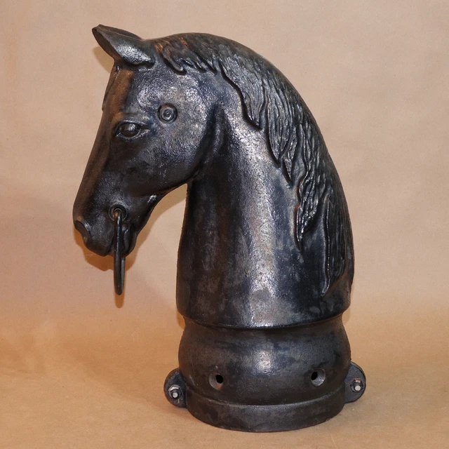 Cast Iron Horse Head Hitching Post HH12 with Reins Tether Ring Equestrian