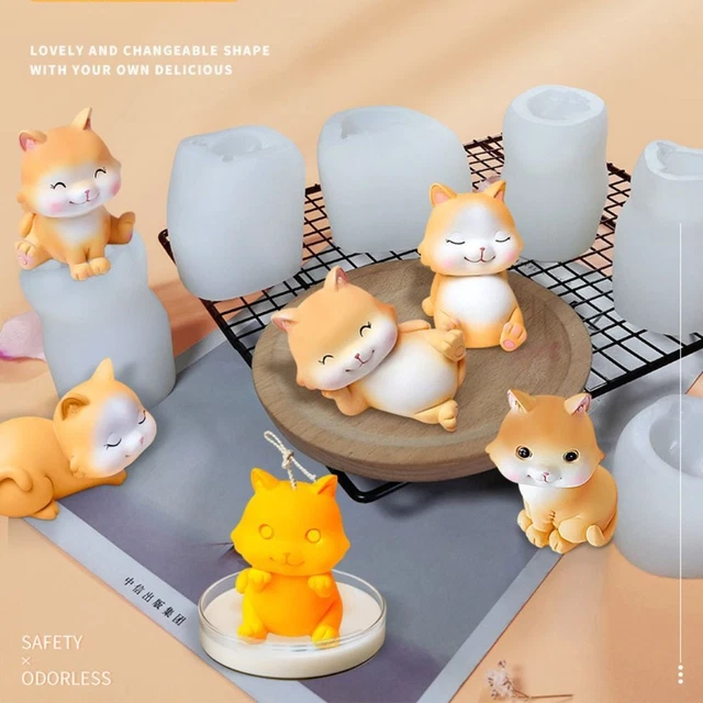 de cire d'art 3D Fabrication de savon Moule en silicone Moule bougie chat 3D