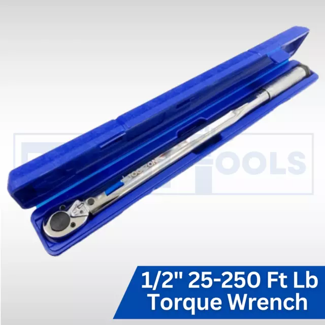 Ratchet Torque Wrench 1/2" Drive 25-250 FT LB with case Calibrated tool kit