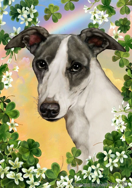 Clover House Flag - Blue and White Whippet 31440