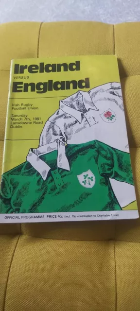 Rugby Union Programme Ireland v England 1981