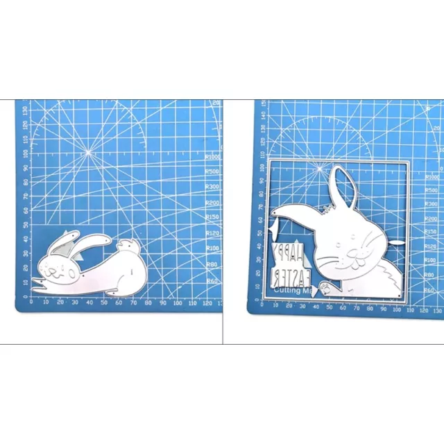 2PCS Easter Cutting Dies Happy Easter Letter and Rabbit Metal Stencil Card