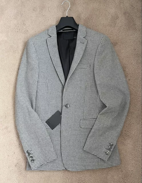 ASOS Design Wedding Super Skinny Suit Jacket blazer Grey Wool Blend Houndstooth!