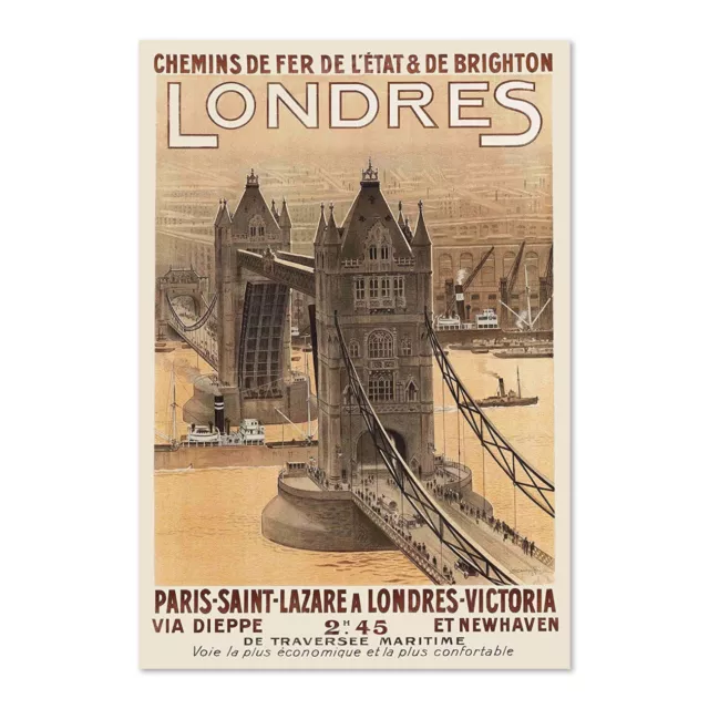1920s London England - Paris to London Vintage Travel Poster - Classic Art Print