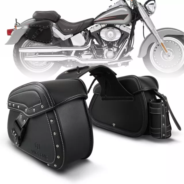 Universal Motorcycle Leather Saddle Tool Bags Rear Side Saddlebags For Harley