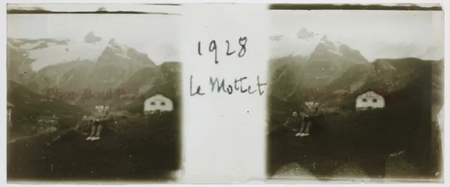 FRANCE Montagne Le Mottet 1928 Photo Stereo Glass Plate Vintage 2