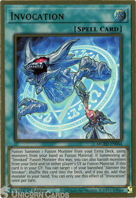 MGED-EN044 Invocation Premium Gold Rare 1st Edition Mint YuGiOh Card