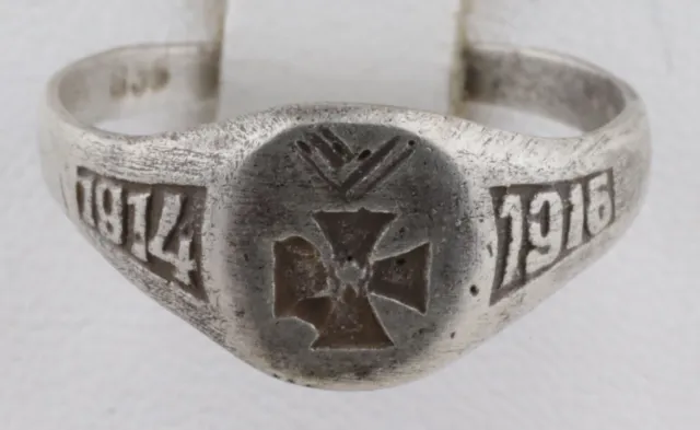 1916 Army GERMAN Ring IRON Cross 1914 ww1 WWI STERLING Silver 835 GERMANY Trench