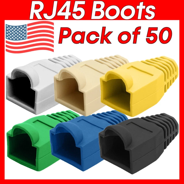 50 PACK RJ45 Connector Boot Cat5 Cat6 Boots Network Cable End