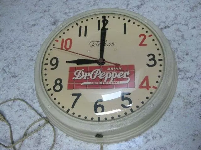 Vintage Advertising DRINK DR. PEPPER Telechron Wall Clock " GOOD FOR LIFE ! "