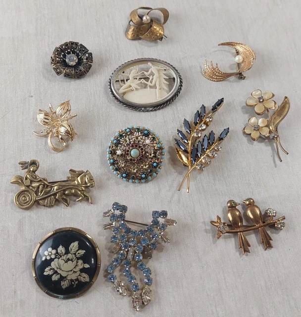Lot De Broches Vintage - Fond De Tiroir - Bijoux Anciens Fantaisie