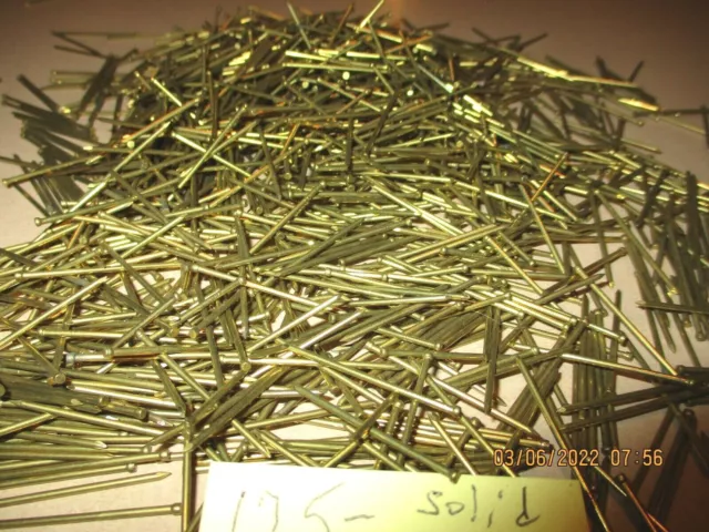 125 - Thin, Vintage 1 1/4" Long X #18 Solid Brass Brad Nails, New Old Stock