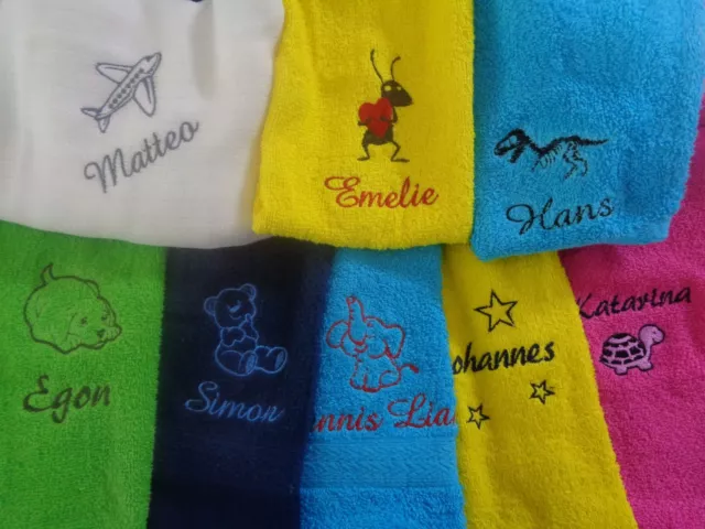Kinder Handtuch mit Namen und Motiv bestickt 30x50 Kinderhandtuch  Gästehandtuch