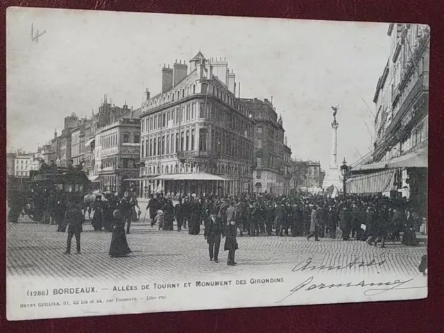 CPA carte postale Bordeaux Allée de Tourny et monument des Girondins 1902