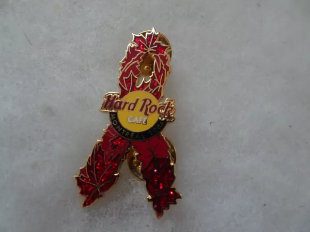 Hard Rock Cafe pin Montreal Red Maple Leaf Aids Awareness Ribbon 2004