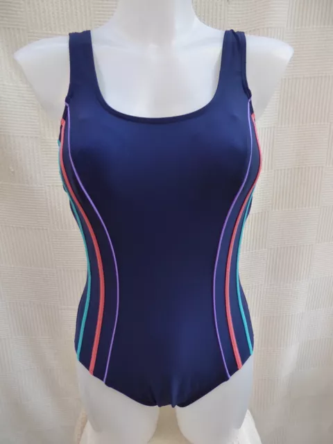 BNWoT Navy/multi tum control pad cup swimming costume Size 12