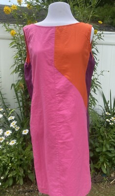 KAS New York Sz Large Dress Cover Up Silk Cotton  Multicolor Pink Purple Orange