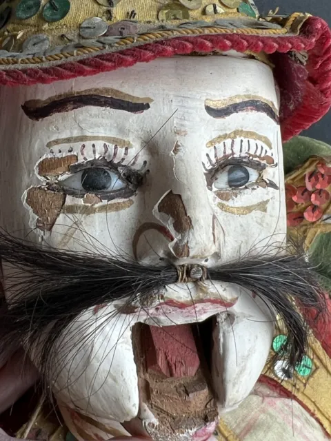 Antique Asian Burmese Folk Art Wooden Puppet Marionette Doll 5