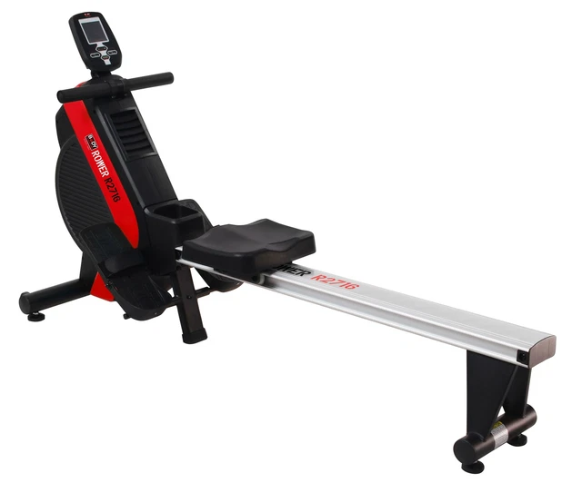 Magnetic Fan Rowing Machine 12 Programmes Black Red