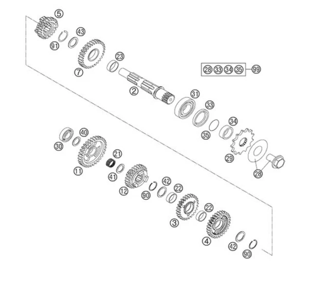 KTM SX-F SXF EXC F EXC-F 250 cambio ingranaggio NUOVO anno 06-13 77033114000