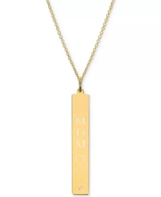 Sarah Chloe Diamond Accent Mom Bar Pendant Necklace in 14k Gold Over Silver