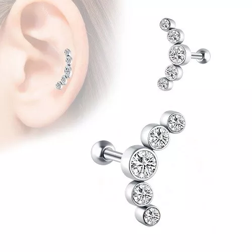 Ohrring Piercing Helix Tragus Silber farben Zirkonia Frauen Ohrschmuck