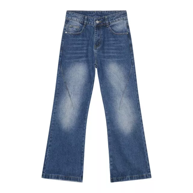 Jeans Hommes Évasé Bootcut Pantalon 70s Ouest Cow-Boy Patte D'Éléphant Slim