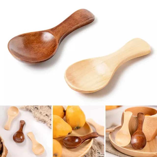 Mini Wooden-Spoon Spice Spoons Small Short Condiment Spoons Cooking Scoop