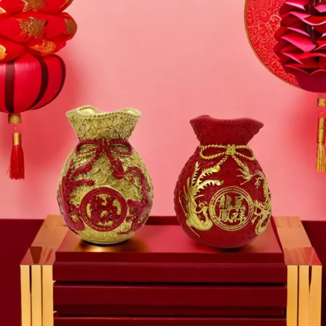 Resin Lucky Bag Vase Chinese Style Dried Flower Vase  Chinese New Year