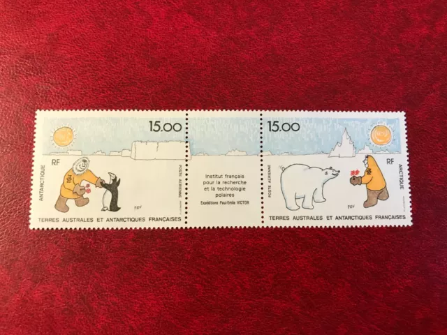 Taaf Fsat French Antarctic 1991 Mnh Polar Bear Paul-Emile Victor Strip Penguins