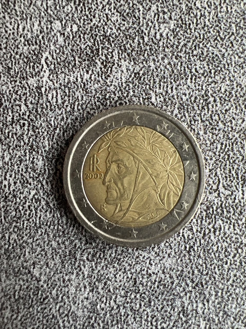 PIÈCE RARE DE 2 euros Italie 2002 Dante Alighieri rare avec erreur de