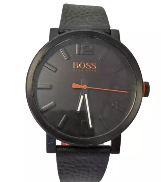 HUGO BOSS Orange Bilbao Men's Wrist Watch Leather Strap 42mm Dial Working