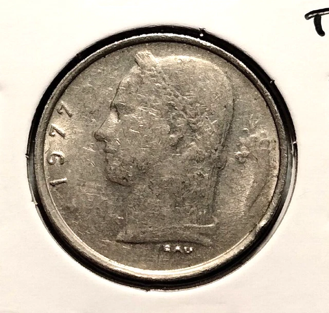 1977  Belgium 1 Franc  Coin - KM#142.1 - (French Text)  (INV#6934) Combined Ship