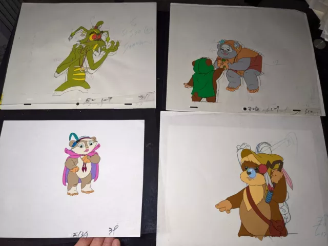 EWOKS animation cels BACKGROUND production art  Vtg Star Wars Toys Figures I11