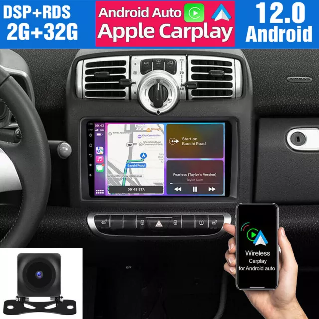 Für Smart Fortwo 451 2005-2010 Autoradio GPS Navi FM Android 12.0 Apple CarPlay