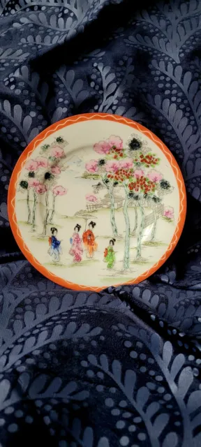 Vintage Hand-Painted Porcelain Japanese Servant Geisha Plate