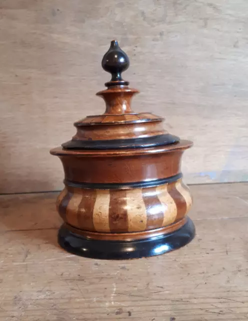 A good 19th century Dutch treen tobacco pot and cover.