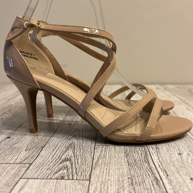 David’s bridal Open Toe Heels Size 7M Harleen 02 Beige 3" Heel Wedding Formal