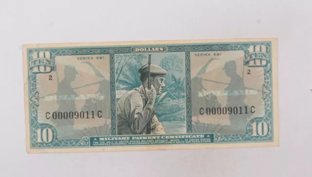 CrazieM World Bank Note 1969 US Military Payment 10 Dollars Vietnam Ser. 681 m75