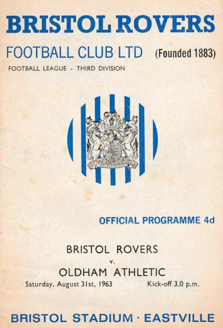 BRISTOL ROVERS v OLDHAM 1963/64 DIVISION 3