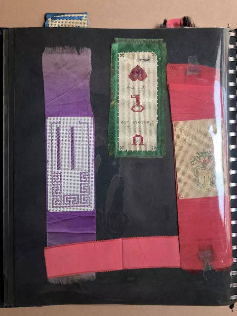 Album of 19th and early 20th century bookmarks silk embroidered cross stitched