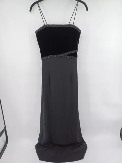 Georgio Armani Maxi Dress Womens 40 Black Evening Cocktail Dress Beaded Velvet