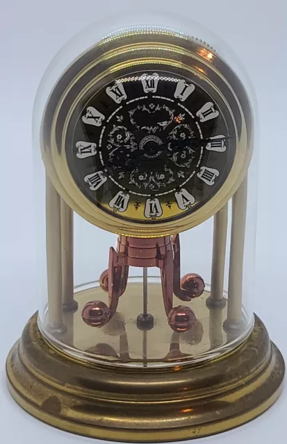Vintage Working Schmid Schlenker Germany Mini 8 Day Glass Dome Brass Shelf Clock Vintage Working Schmid Schlenker Germany Mini 8 Day Glass Dome Brass Shelf Clock