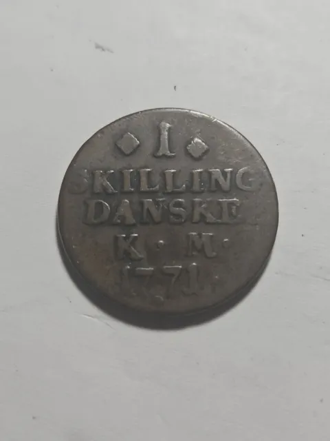 1771 DANSKE KM DENMARK Copper 1 SKILLING