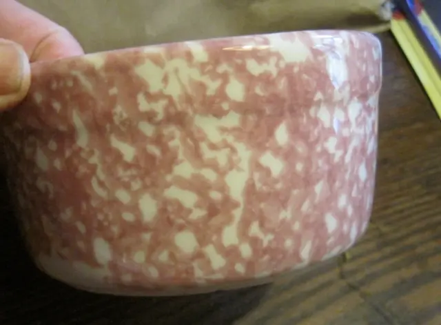 Roseville Pottery Pink  Spongeware 5" DIP/CEREAL Bowl by Workshop of Gerald Henn